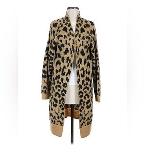 Mustard Seed Leopard Print Open Front Cardigan